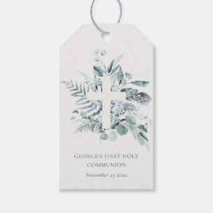 Eukalyptus Fern Foliage Cross Erste Heilige Kommun Geschenkanhänger