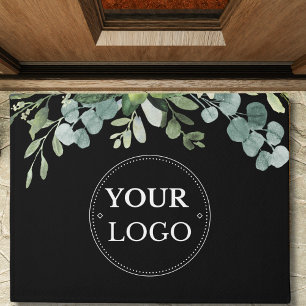 Eukalyptus-Firmenlogo Moderne schwarze Werbung Fußmatte