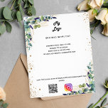 Eukalyptus-Firmenlogo qr-Code-Instragramitext Flyer<br><div class="desc">Personalisieren Sie Ihr Firmenlogo,  Ihren Namen,  Ihre Adresse,  Ihren Text,  Ihren eigenen QR-Code und fügen Sie ihn Ihrem Instragentenkonto hinzu. mit Eukalyptusgrün und goldenem Staub dekoriert, </div>