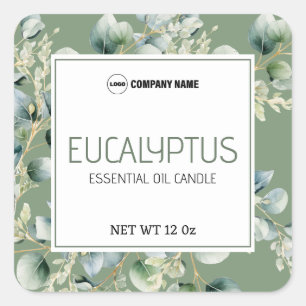 Eukalyptus Flavor Candle-Etikett Quadratischer Aufkleber
