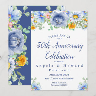 Eukalyptus floral 50 Jahre Wasserfarbe Einladung