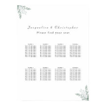 Eukalyptus Floral 8 Tabelle Hochzeitskarte
