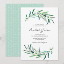 Eukalyptus floral Baby Dusche Einladung