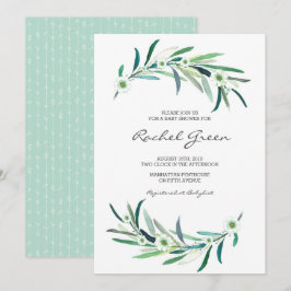 Eukalyptus floral Baby Dusche Einladung