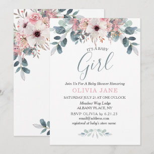 Eukalyptus floral Baby Showdusche Einladung