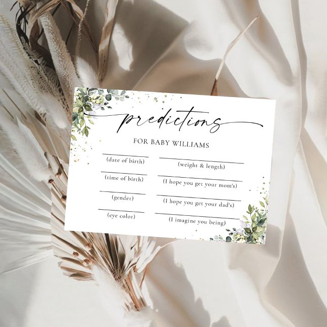 Eukalyptus Floral Baby Shower Predictions Card Einladung (Von Creator hochgeladen)