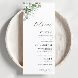 Eukalyptus Floral Blätter Lasst uns Script Wedding Menükarte