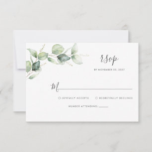 Eukalyptus Floral Botanical Script Wedding RSVP Karte