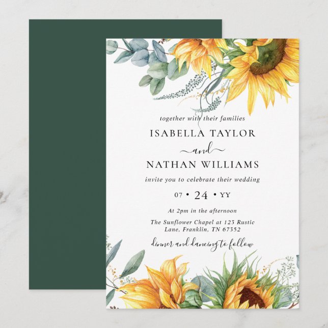 Eukalyptus floral Botanische Hochzeit Einladung (Vorne/Hinten)