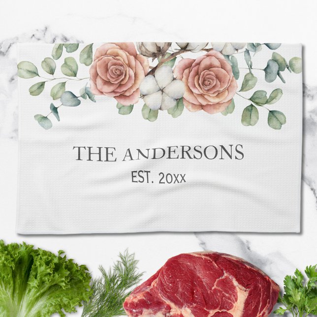 Eukalyptus Floral Botanische Rose Geschirrtuch (In situ)