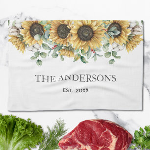 Eukalyptus floral Botanischer Sonnenblume Geschirrtuch