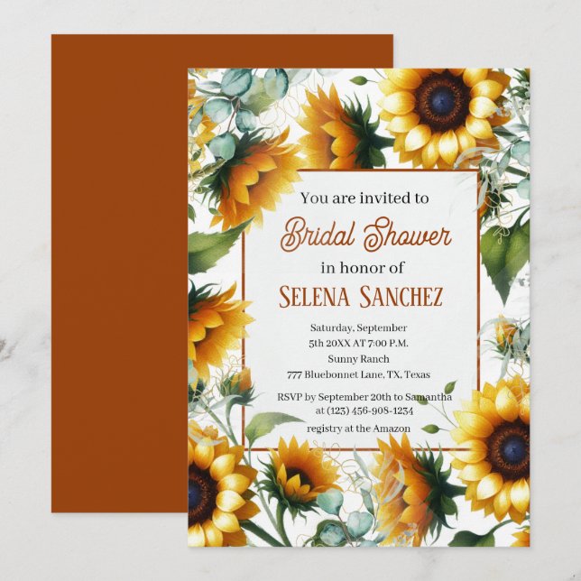 Eukalyptus floral Bride Brautparty Einladung (Vorne/Hinten)