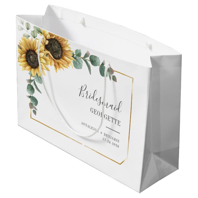 Eukalyptus floral Bridesmaid Wedding Große Geschenktüte (Rückseite Schrägansicht)
