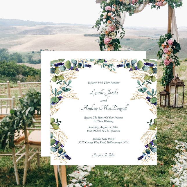 Eukalyptus floral einladung (Summer Watercolor Eucalyptus Floral Invitation Wedding)