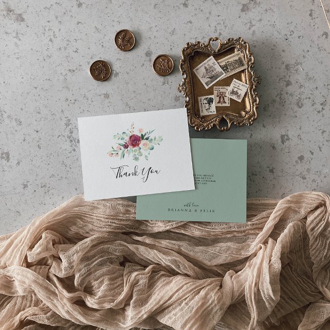 Eukalyptus Floral Flat Wedding Dankeskarte (Von Creator hochgeladen)