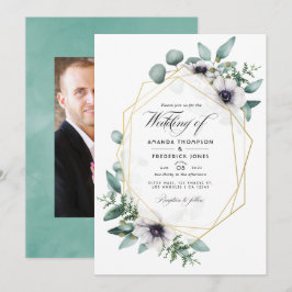 Eukalyptus Floral Geometric Wedding Foto Einladung