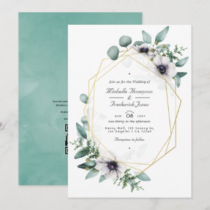 Eukalyptus Floral Geometric Wedding Foto Invitati Einladung