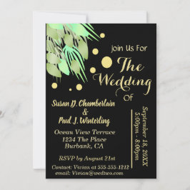 Eukalyptus floral Greenerity Black & Gold Wedding Einladung