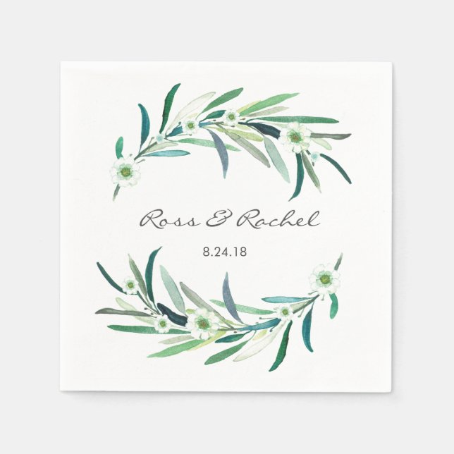 Eukalyptus Floral Personalisiert Wedding Napkin Serviette (Vorderseite)