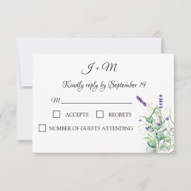 Eukalyptus floral Rustikal Modern UAWG RSVP Karte (Vorderseite)