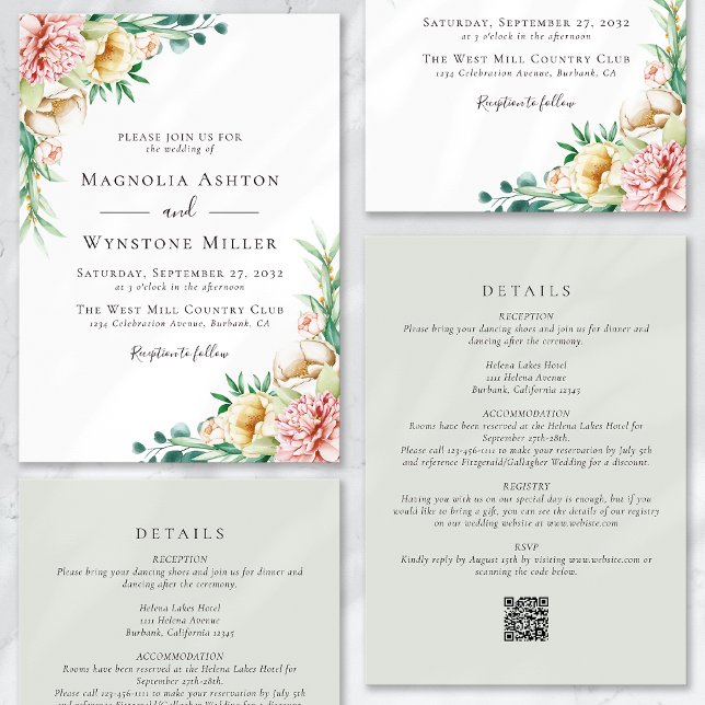 Eukalyptus floral Sage Green All in one Wedding Einladung (Von Creator hochgeladen)