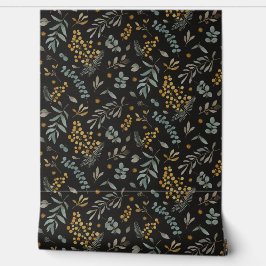 Eukalyptus floral schwarz tapete