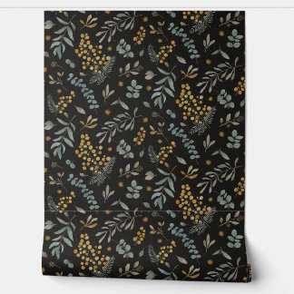 Eukalyptus floral schwarz tapete