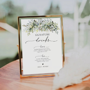 Eukalyptus Floral Signature Drinks unterzeichnen Sockelschild