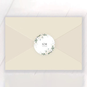 Eukalyptus Floral Wedding Classic Round Sticker