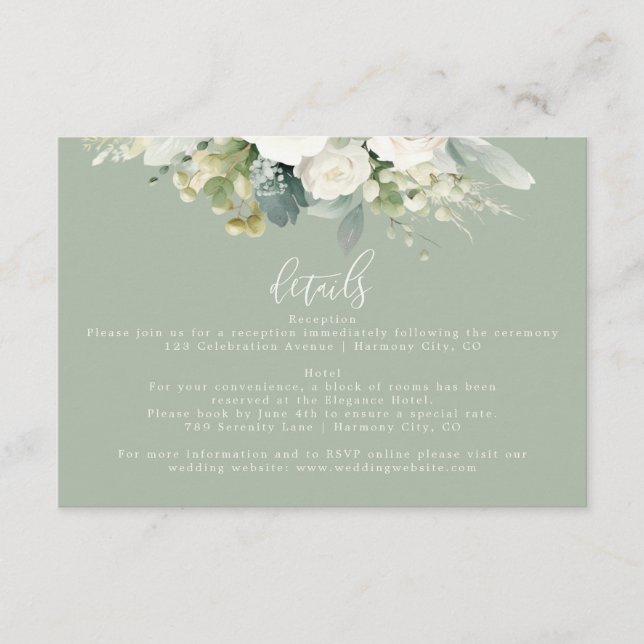 Eukalyptus Floral Wedding Details Begleitkarte (Vorderseite)