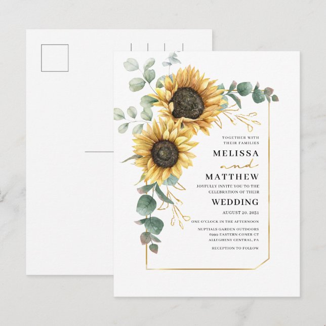 Eukalyptus floral Wedding Einladungspostkarte (Vorne/Hinten)