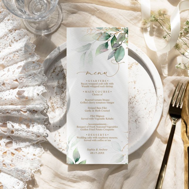 Eukalyptus Floral Wedding Menu Menükarte (Von Creator hochgeladen)