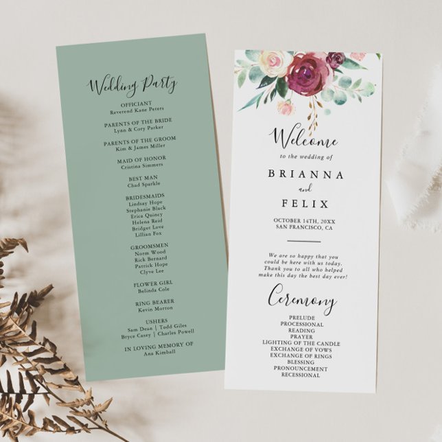 Eukalyptus Floral Wedding Program Programm (Von Creator hochgeladen)