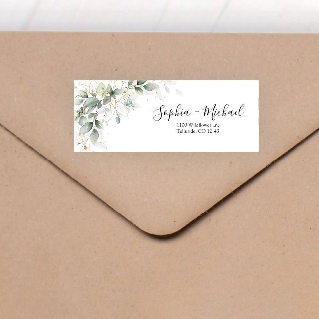 Eukalyptus Floral Wedding Return Address Label (Von Creator hochgeladen)