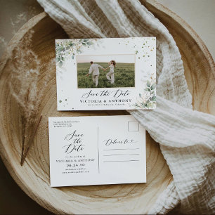 Eukalyptus Floral Wedding Save the Date Postcard Postkarte