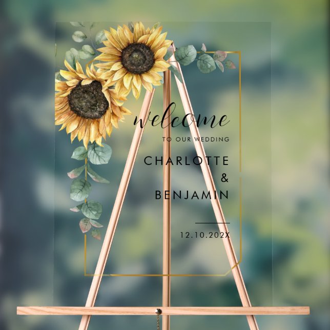 Eukalyptus floral Wedding Sunflower Herzlich Willk Acrylschild (Neutral)