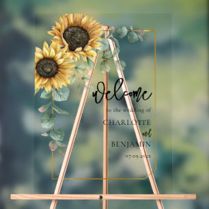 Eukalyptus floral Wedding Sunflower Herzlich Willk Acrylschild