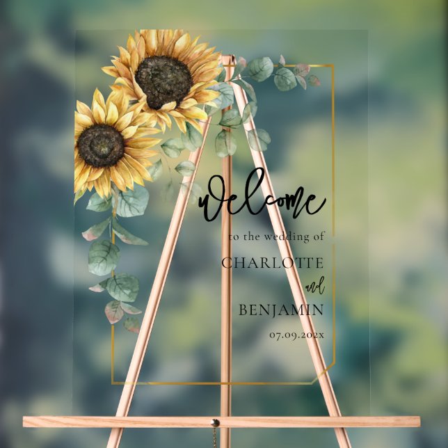 Eukalyptus floral Wedding Sunflower Herzlich Willk Acrylschild (Neutral)