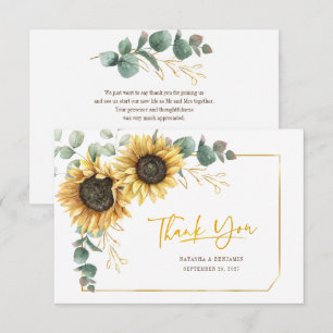 Eukalyptus floral Wedding Sunflower Vielen Dank Mitteilungskarte