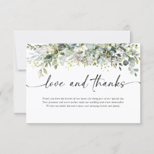 Eukalyptus Floral Wedding Zeremonie Danke Karte