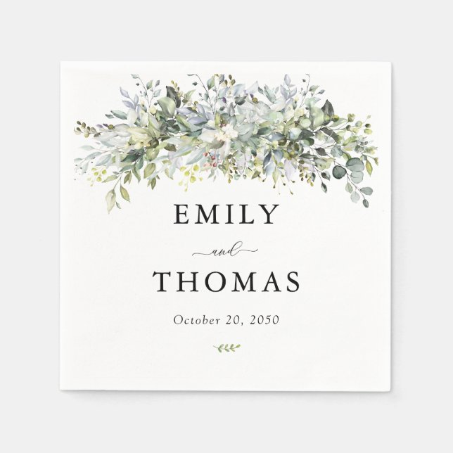 Eukalyptus Floral Wedding Zeremony Napkin Serviette (Vorderseite)