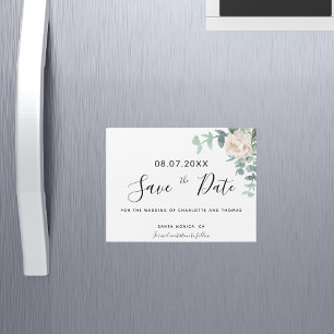 Eukalyptus floral weiße Hochzeit Save-the-Date Magnetkarte