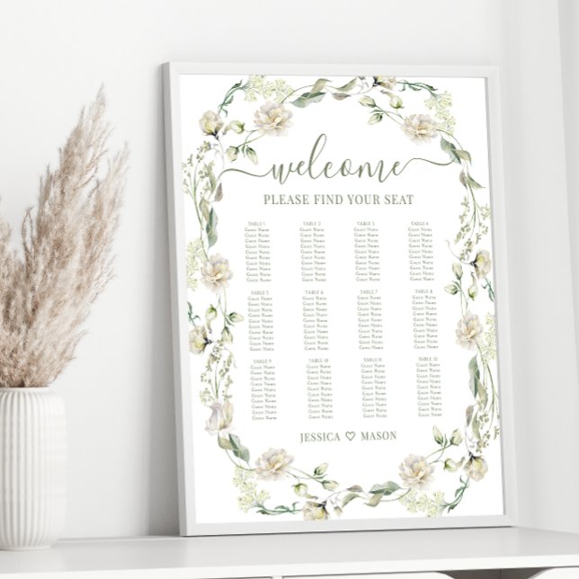 Eukalyptus Floral Wreath Wedding Chart Poster (Von Creator hochgeladen)