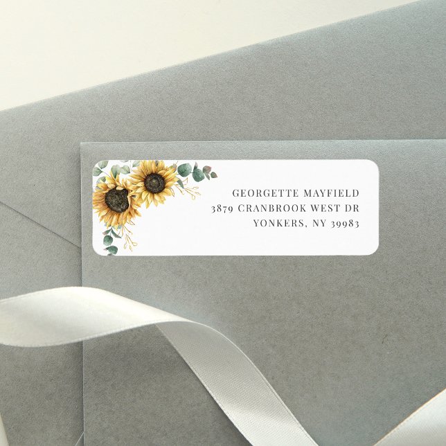 Eukalyptus florale Rücksendeadresse (Sunflower Eucalyptus Floral Return Address Label)