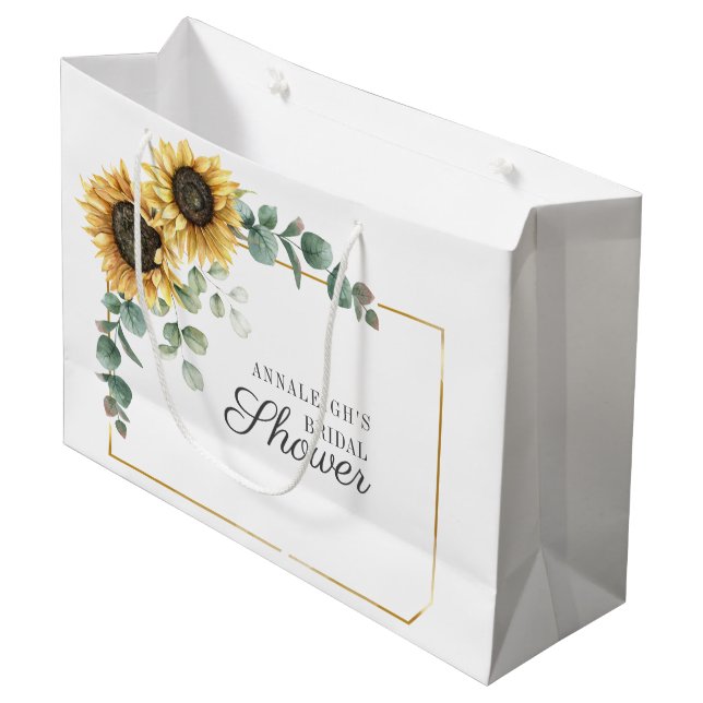Eukalyptus florales Script-Brautparty Große Geschenktüte (Vorderseite Schrägansicht)