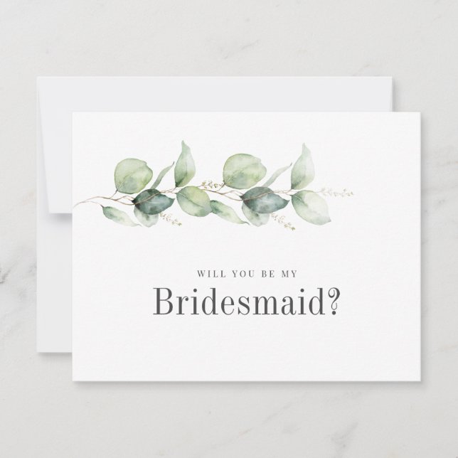 Eukalyptus foliage be meine Bridesmaid-Karte Mitteilungskarte (Vorderseite)