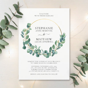 Eukalyptus Foliage Blätter Goldwahnhochzeit Einladung