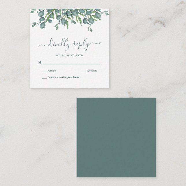 Eukalyptus Foliage Blätter Hochzeitskarte Mitteilungskarte (Vorne/Hinten)