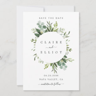 Eukalyptus Foliage Circle Frame Save the Date Kart