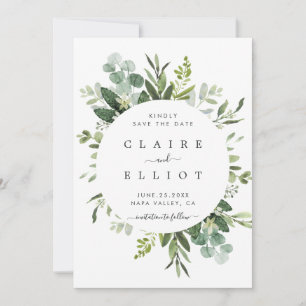 Eukalyptus Foliage Circle Frame Save the Date Kart